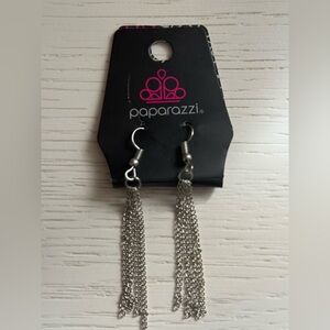 Paparazzi Silver Chain Tassel Dangle Earrings New On Card